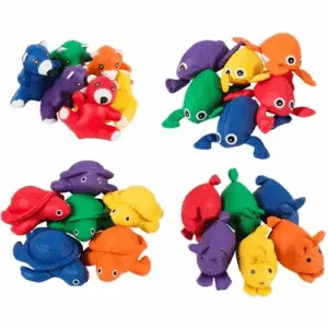 Grenouille ou Tortue en sacs de haricots pour enfants, à utiliser pendant la thérapie pour favoriser la motricité et la coordination, idéal pour le jeu sensoriel et le mouvement.