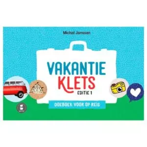 Vakantieklets deel 1 is een boekje met 24 uitscheurbare kaarten. Opdrachten die je kunt doen op één vierkante meter, bijvoorbeeld onderweg.