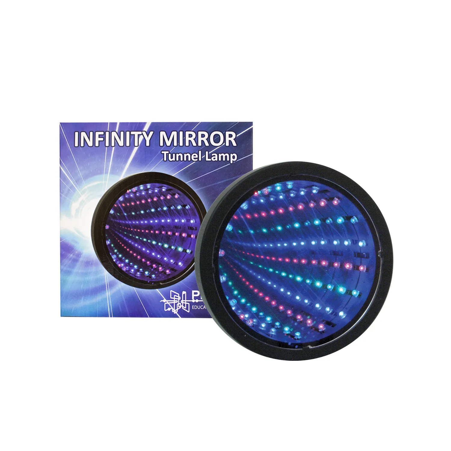 La lampe tunnel miroir infini est fascinante pour les jeunes et les moins jeunes atteints d’autisme, de TDAH ou de déficience (visuelle).
