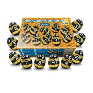 Sertissage de pierres de nombre d’abeilles à porte jaune – 20 pierres et abeilles en résine avec les chiffres de 1 à 10, idéal pour le comptage, l’addition, la soustraction et les premiers exercices de maths chez les enfants