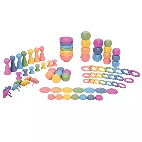 Ensemble arc-en-ciel en bois pour le jeu des parties libres