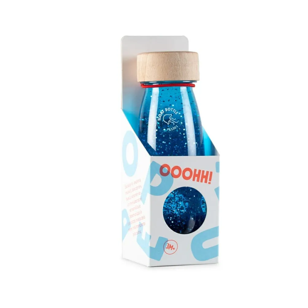 Bouteille sensorielle Petit boum, disponible en différentes belles couleurs, idéale pour donner aux enfants des stimuli visuels. Beaucoup d’enfants seront fascinés