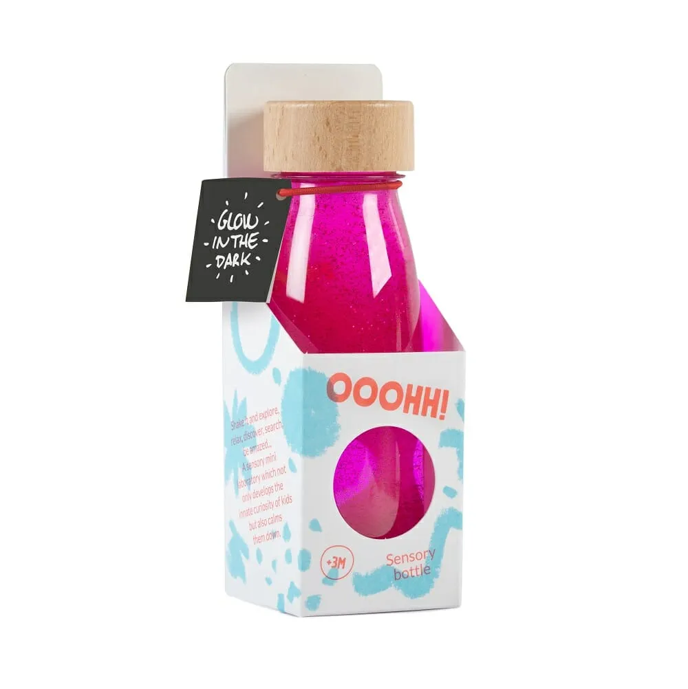 bouteille flottante petit boum de couleur fluorescente, cela sera apprécié
