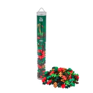 Plus-Plus Jungle Mix Tube – 100 kleurrijke bouwstenen in junglekleuren. Stimuleert creativiteit, fantasie en fijne motoriek bij kinderen vanaf 5 jaar.