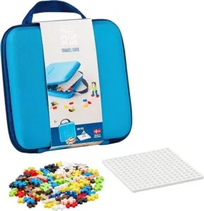Plus-Plus Reiskoffer Set – 100 bouwstenen in compacte koffer met steekplaat en bouwideeën.