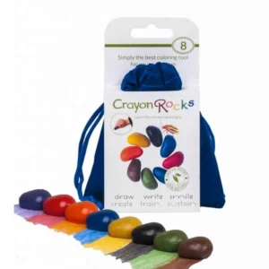 Crayon Rocks krijtjes zijn gemaakt van sojabonen en de kleuren zijn gemaakt van natuurlijke pigmenten. De Crayon Rocks zijn bedoeld voor kinderen die moeite hebben normale krijtjes in de juiste pengreep vast te houden.