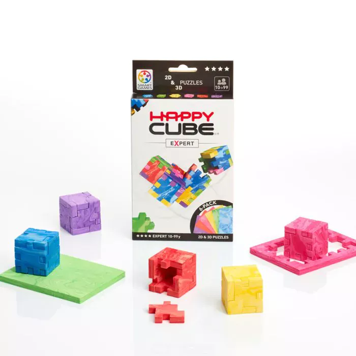 Happy Cube Expert est, comme l’indique la variante, la version la plus difficile du populaire casse-tête du cerveau
