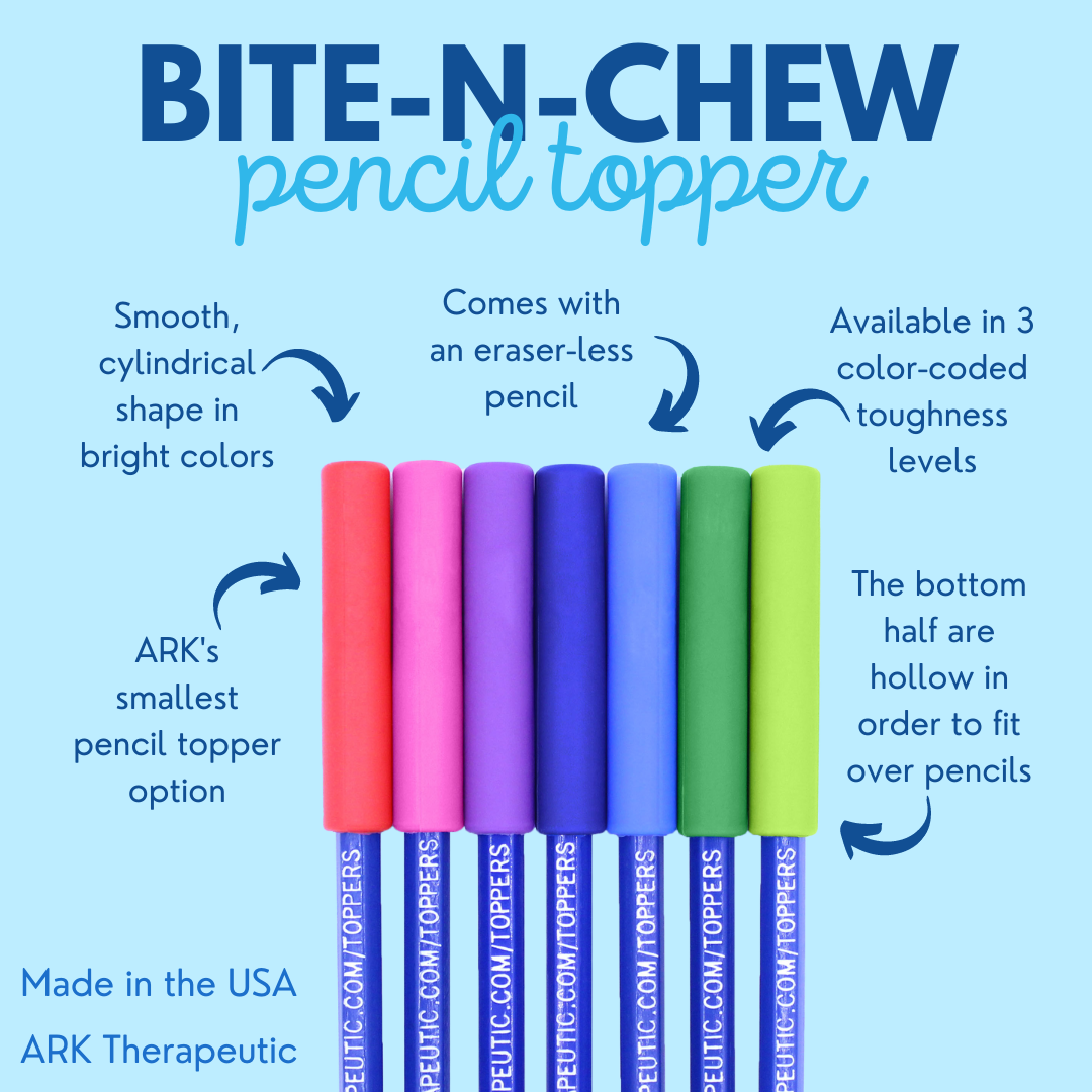 Le surmatelas de crayon-n-Chew d’Ark est un moyen pratique d’offrir une alternative aux enfants qui mâchent des crayons