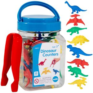 De dinosaurus set leert kinderen tellen en sorteren, als ook rekenen. Inclusief pincet om de fijne motoriek te oefenen. Ideaal als onderwijs materiaal