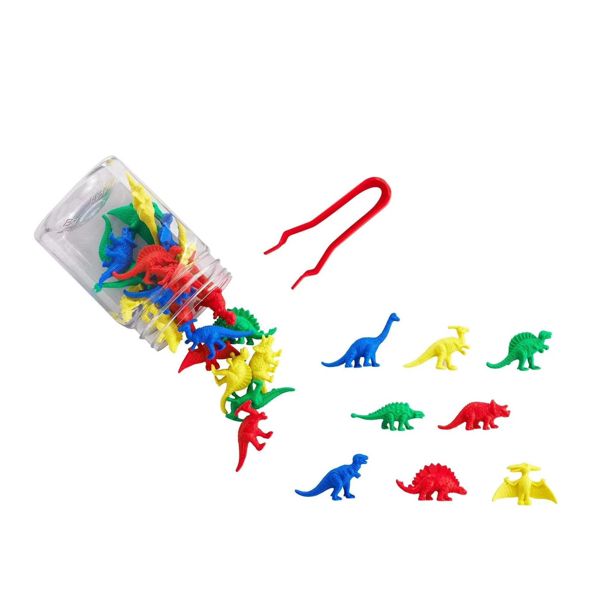 De dinosaurus set leert kinderen tellen en sorteren, als ook rekenen. Inclusief pincet om de fijne motoriek te oefenen. Ideaal als onderwijs materiaal