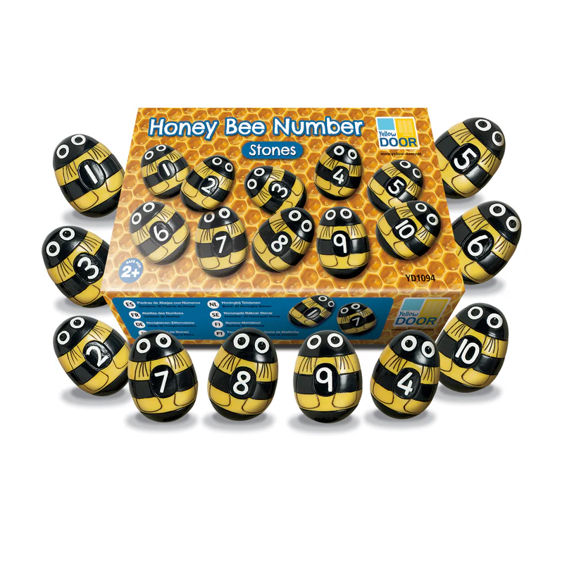 Sertissage de pierres de nombre d’abeilles à porte jaune – 20 pierres et abeilles en résine avec les chiffres de 1 à 10, idéal pour le comptage, l’addition, la soustraction et les premiers exercices de maths chez les enfants