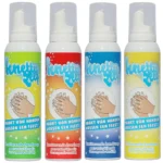 Avec du savon crépitant, vos enfants aiment se laver les mains. Un peu de mousse sur les mains et entendre et voir le crépitement. Lavage sans eau  