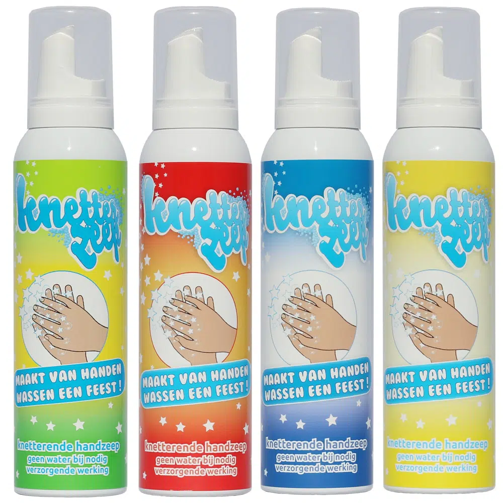 Met knetterzeep wassen je kinderen graag de handen. Een klein beetje schuim op de handen en hoor en zie het knisperen. Wassen Zonder Water