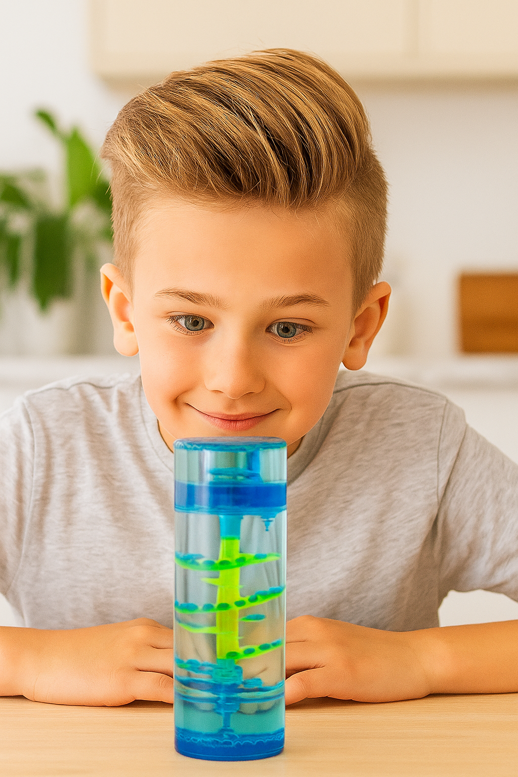 Een druppelbaan (liquid timer) is een visuele zandloper. Het fascineert kinderen & volwassenen om ernaar te kijken en werkt ontspannend.