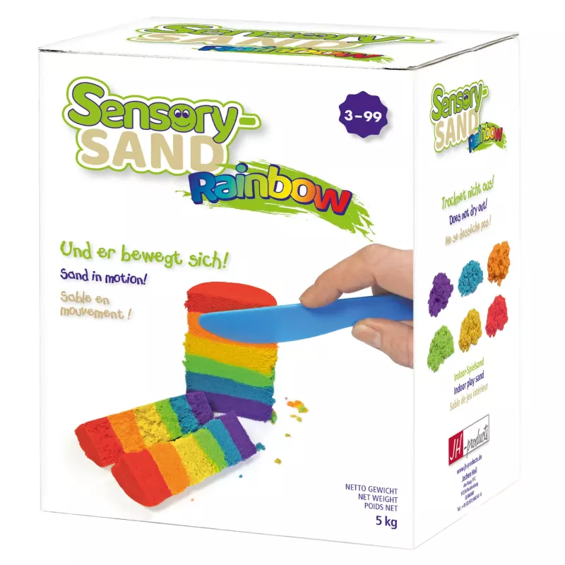 sensory sand rainbow is kleurrijk speelzand voor jong en oud om te ontprikkelen