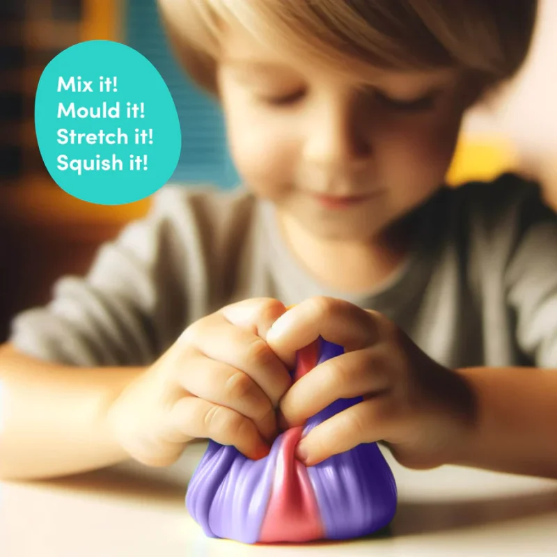 Putty est un jouet sensoriel idéal pour tous les âges. Idéal pour la salle de classe ou en déplacement. Ce mastic plaira à tout le monde !
