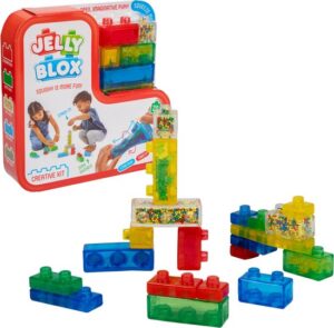 Jelly blox set pour créer des constructions créatives. Les blocs sont flexibles et un peu plus doux, ce qui les rend parfaits pour les jeunes enfants