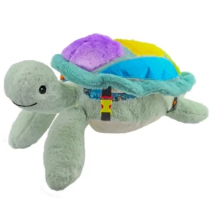 Cette tortue sensorielle n’est pas seulement un jouet câlin, mais aussi un oreiller lesté ! Vous pouvez retirer le bouclier pour une stimulation sensorielle supplémentaire.