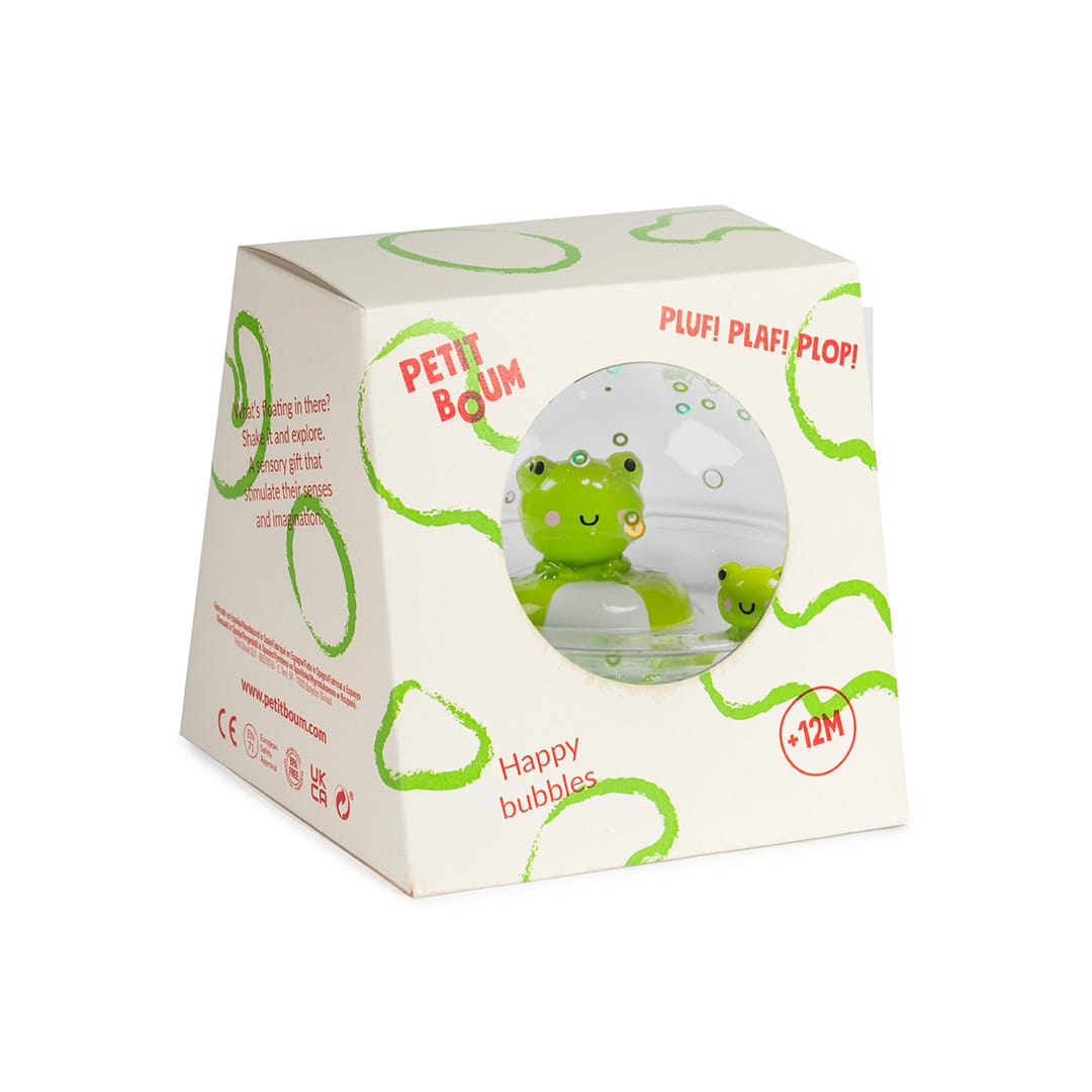Emballage Petit Boum Happy Bubbles Frog : une balle sensorielle interactive pour l’heure du bain