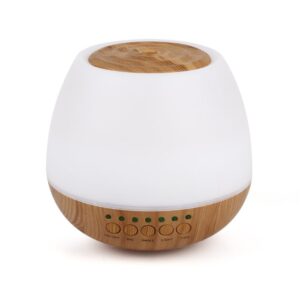 Diffuseur d’arômes et haut-parleur pour la stimulation sensorielle chez les enfants, favorisant le développement sensoriel et les moments de repos.