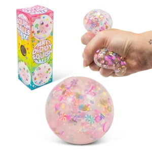 Des boules colorées et moelleuses avec des figurines de fête. Jouet anti-stress idéal pour la tension et l’agitation. Aide les enfants à se détendre et à se concentrer.