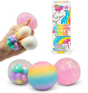 Les boules moelleuses licorne Scrunchems (3 pièces) sont des jouets anti-stress idéaux pour les enfants qui souhaitent relâcher la tension.